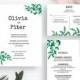 Greenery Wedding Invitation Set Template Printable Wedding Invitation Suite DIY Templett PDF Instant Download Editable