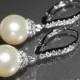 Pearl Bridal Earrings Pearl CZ Leverback Wedding Earrings Swarovski 10mm Ivory Pearl Silver Earrings Bridal Pearl Drop Earrings Bridesmaids