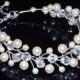 Pearl Crystal Bridal Bracelet, Swarovski Ivory Pearl Bracelet, Pearl Wedding Bracelet, Pearl Bridal Jewelry, Pearl Floral Bridal Bracelet