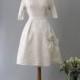 Toujours 1950s French wedding dress silk damask roses knee high/50s french New Look wedding dress