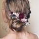 Flower hair comb, Burgundy flower hair vine, Flower hair clip, Bridal hair piece, Bridal hair accessories