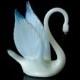 Blown Glass White Swan Figurine Murano Style Bird Miniature Sculpture Swan cake topper