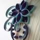 Purple and Blue Lotus Flower Hair Clip with Netting, Amethyst Purple and Blue Hair Pieces for Wedding