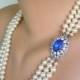 Pearl And Sapphire Necklace, Vintage Pearls, Great Gatsby Jewelry, Art Deco, Bridal Jewelry, Wedding Necklace, Bridal Pearls, Downton Abbey