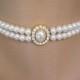 Vintage Pearl Choker, Great Gatsby, Pearl Necklace, 2 Strand Pearls, Ivory Pearls, Vintage Wedding, Bridal Choker, Art Deco, Edwardian Style