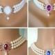 Swarovski Pearl Choker, Indian Wedding Choker, Pearl Bridal Necklace, Emerald, Opal, Sapphire, Ruby, Fuschia, White Pearls, Cream Pearls