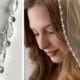 Pearl & Crystal Wedding Veil, Pearl Bridal Veil, Beaded Veil, Ivory Veil for Bride, Fingertip Length Bridal Veil, 1 Layer Veil ~VB-5062