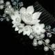 Pearl Floral Bridal Hair Comb, White pearl Boho Hair Piece, Wedding Pearl Crystal Hair Comb, Pearl Bridal Headpiece, Pearl Hair Jewelry