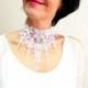 Pure White Lace Choker Necklace Large White Choker Vintage Gothic Art Deco Bridal Choker Wedding Statement Bib Necklace Unique Gift For Her
