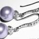 Lavender Pearl Drop Earrings Lilac Pearl Small Earrings Swarovski 8mm Pearl Sterling Silver CZ Wedding Earrings Lavender Pearl Prom Jewelry
