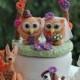 Owl wedding cake topper with pets, arch and base, personalized pet cake topper, I do too