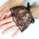 Brown elegant wrist corsage, wrist cuffs, embroidered glove, fingerless gloves, lace gloves bridal cuff, cosplay costume, anniversary gift