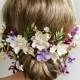 floral hair piece wedding, purple wedding hair accessories, purple hair flower, lilac wedding headpiece, lavender hair comb, bridal hair