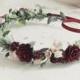 Child floral crown, burgundy child greenery crown, flowergirl crown, greenery headband, greenery geadwreath, rustic crown, woodland crown, t