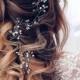 Extra Long Hair Vine wedding hair accessories boho bridal headpiece Braut Haarschmuck babys breath hair piece pearl hair vine rose gold