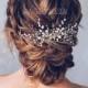 Bridal hair comb with crystals and white pearls