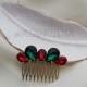 Red green crystal hair comb
