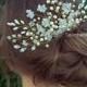 Bridal hair comb with crystals Pearl hair comb Crystal headpiece Rose gold Bridal hair comb Boho haarschmuck Large bridal hair piece