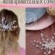 Rose Quartz Hair Comb raw crystal quartz headpiece bridal blush hair comb Pink Hairpiece Boho Tocado novia Bridal hair vine peigne à cheveux
