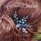 Royal blue hair pins Beach Wedding Hair Clip Rhinestone Bobby Pins Nautical Wedding Hairpiece Something Blue for bride sapphire aquamarine