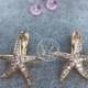 Gold Starfish Earrings Studs-Beach Wedding-beach wedding jewelry bridesmaid gift-Simple Modern Jewelry Swarovski Gold Filled Ocean Earrings