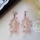 Moonstone Smokey Quartz Dangle Earrings Strawberry Earrings Gift For Mom Gemstone Earrings Pink Beaded Earrings Wedding Jewelry