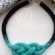 Blue beaded rope harness necklace rope crocheted necklace with beads Gift necklace women blue and black jewelry bead crochet rope Elegant