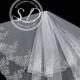 1 tier short lace bridal veil ivory drop veil Fingertip Partial Lace veil Dramatic Lace Wedding Veil ivory cathedral wedding veil boho