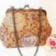 Vintage Brown Bead Evening Bag, Glamorous Brown Evening Purse  EB-0115