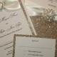 Champagne gold glitter wedding invitations luxury handmade