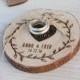 Rustic Wedding Ring Holder -Custom wedding ornament - Ring Bearer Pillow Wood Slice - Ring Pillow Alternative - Engraved log slice
