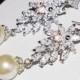 Wedding Cubic Zirconia Pearl Chandelier Earrings, Swarovski Ivory Pearl Bridal Earrings, Vintage Style Earrings, Victorian Crystal Earrings