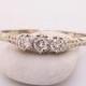 Fleur De Lys diamond engagement ring, Antique French diamond engagement ring 18k white gold, Antique diamond engagement ring, Art Deco ring