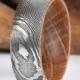 Whisky Barell Wood Mens Wedding Ring Twist Damascus Steel Wood Ring Lined with Whisky Barrel White Oak Mens Wedding Band