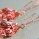 Rose Gold Rose Peach Crystal Earrings, Swarovski Rose Peach Teardrop Earrings Coral Rhinestone Wedding Earring Bridesmaid Gift Prom Earrings