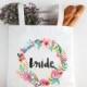 Bride Floral Wreath Tote Shopper Shopping Bag Personalised Wedding Hen Party Gift
