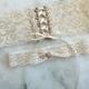 Ivory Lace Wedding Garter Set, Silver Corset Garters, Ivory Bride Garter, Ivory Garters Wedding, Plus Size - Petite Garter, Custom Garter