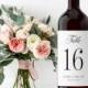 Wedding Wine Table Numbers - Wine Bottle Labels - Self Adhesive Weatherproof Wine Labels - Watercolor Floral Wedding Decorations