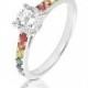 Lgbt ring, Alternative engagement ring, Unisex silver band, Rainbow sapphire Las Vegas wedding ring