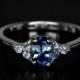 Blue Sapphire engagement ring, 21st birthday gift for her 14K white gold, 18K rose gold ring engraved gift for women, Valentine's day gift