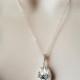 Wedding Crystal Teardrop Necklace, Swarovski Rhinestone Silver Necklace, Bridal Crystal Jewelry, Sparkly Crystal Pear Pendant, Prom Necklace