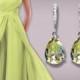 Lime Sherbet Pastel Green Earrings, Swarovski Luminous Green Silver Teardrop Earrings, Wedding Jewelry, Bridesmaids Crystal Earrings