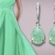 Mint Green Earrings, Swarovski Chrysolite Green Opal Crystal Earrings, Mint Green Teardrop Wedding Earrings Pastel Green Bridesmaids Jewelry
