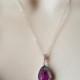 Amethyst Crystal Necklace, Purple Teardrop Wedding Necklace, Swarovski Amethyst Pear Silver Pendant, Wedding Purple Jewelry, Prom Necklace