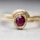 Natural Ruby Wedding Ring Set,  Ruby Bridal Set, 14k/18k Engagement Ring Set, Handmade