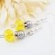 Yellow Earrings Dangle Clip On Earrings, Bridesmaids Gift for Women, Boho Bridal Jewelry Wedding Earrings Handmade, Bridal Party Jewelry