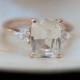 Engagement Ring Rose gold engagement ring Champagne Sapphire ring Campari ring emerald cut Rose gold diamond ring 3.5ct