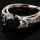 Genuine Black Diamond Infinity Rose Gold Engagement Ring Black Diamond Engagement Ring Genuine Black Ring Gemstone Ring Black Gemstone