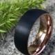 8mm Tungsten Wedding Band, Two Tone Black and Rose Gold Tungsten Ring Personalized Tungsten Ring Comfort Fit Ring CQTCR653