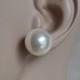 Large Pearl Earrings Stud, 16 mm ivory Pearl Earrings,Round Pearl Earrings,Faux Pearl Stud Earring, Light Pearl Earrings, men pearl earrings